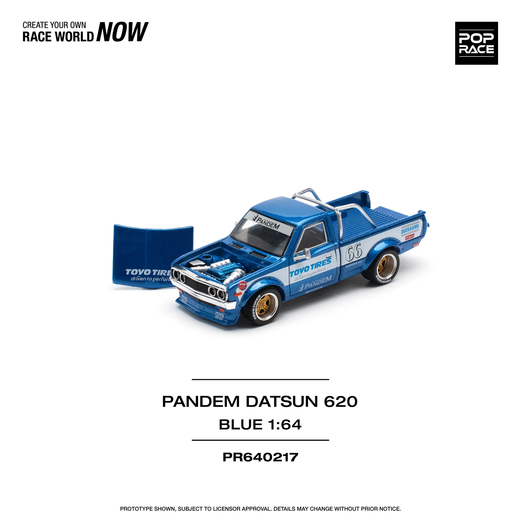 POPRACE 1:64 PR640217 PANDEM DATSUN 620 BLUE - Image 2