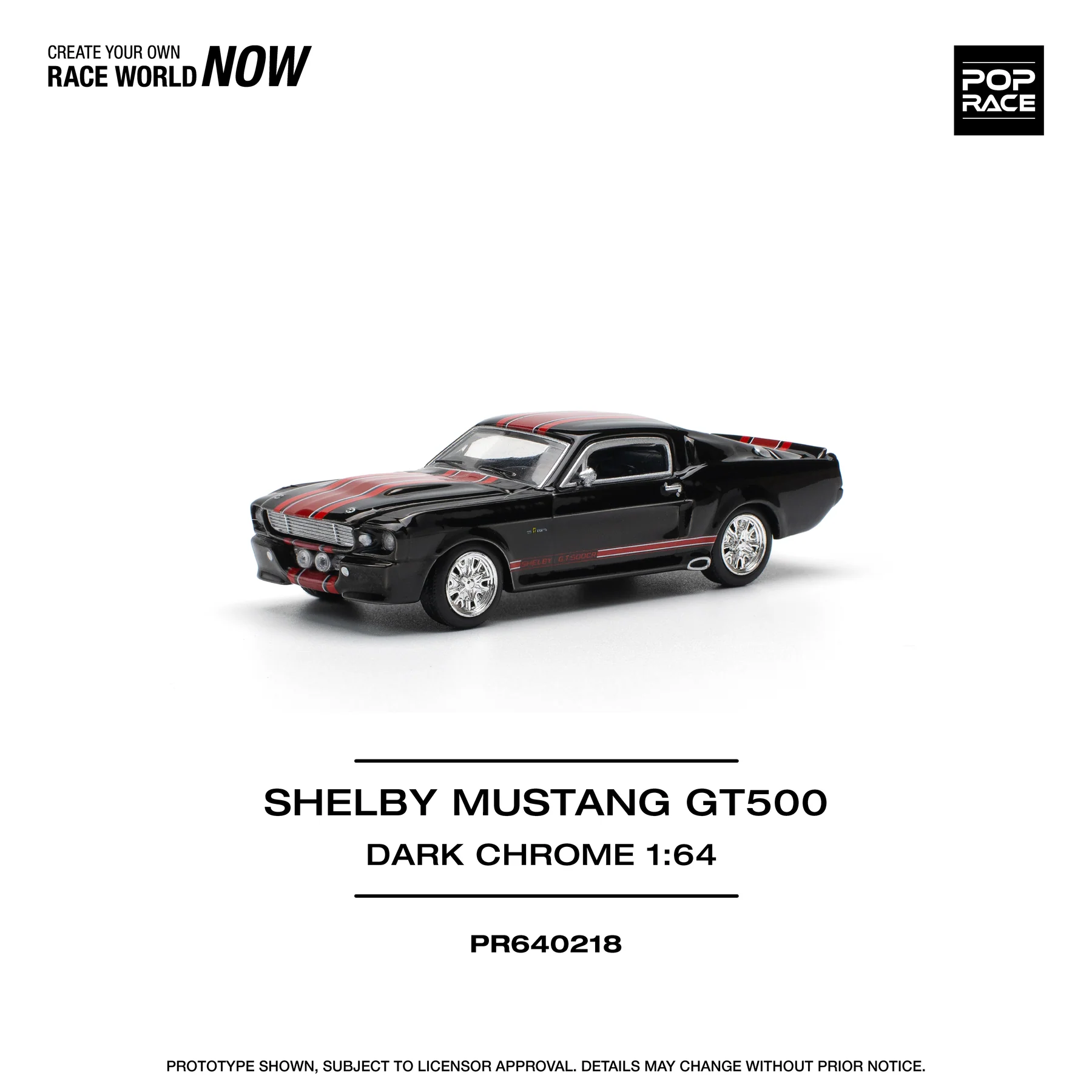 POPRACE 1:64 PR640218 SHELBY MUSTANG GT500 DARK CHROME - Image 5