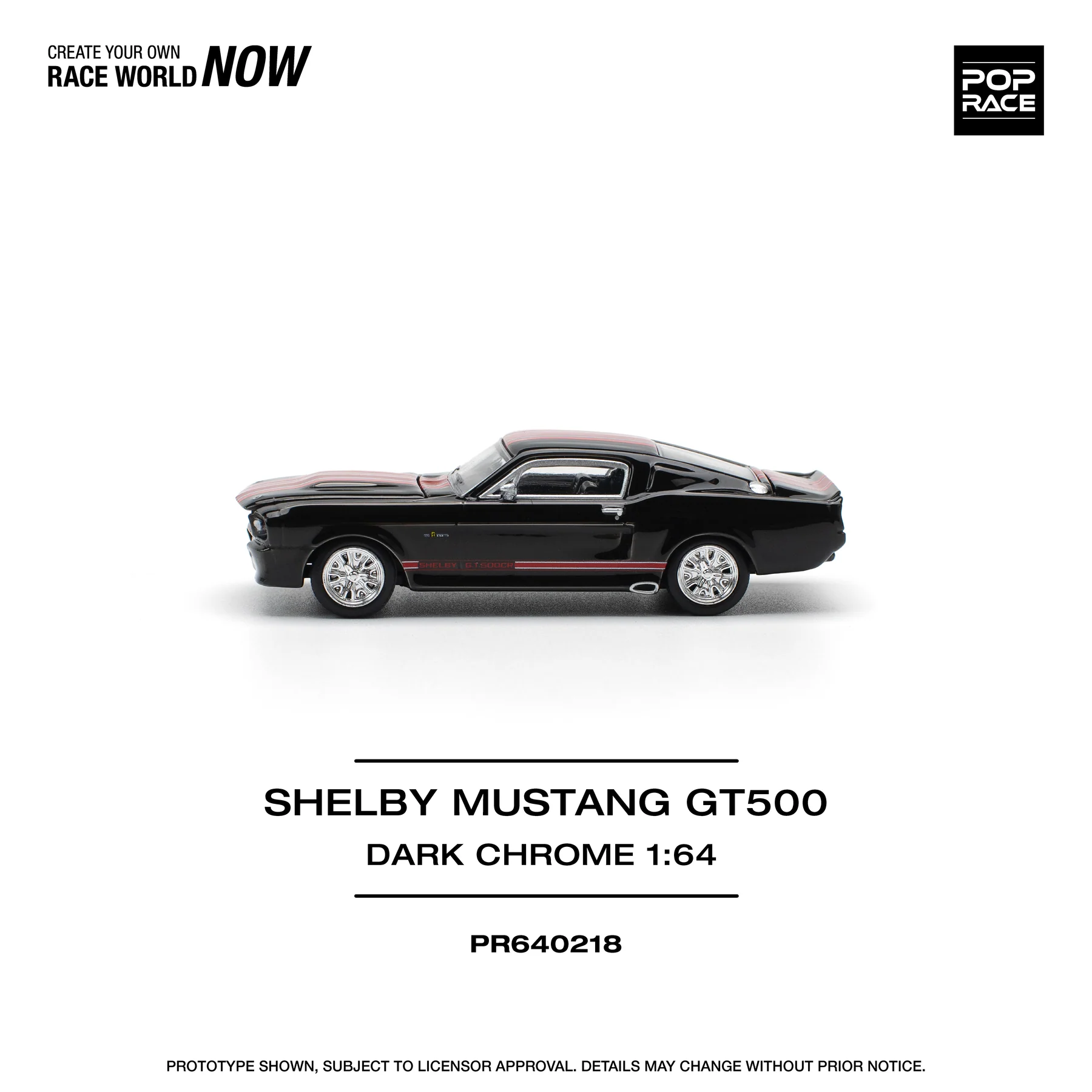POPRACE 1:64 PR640218 SHELBY MUSTANG GT500 DARK CHROME - Image 6