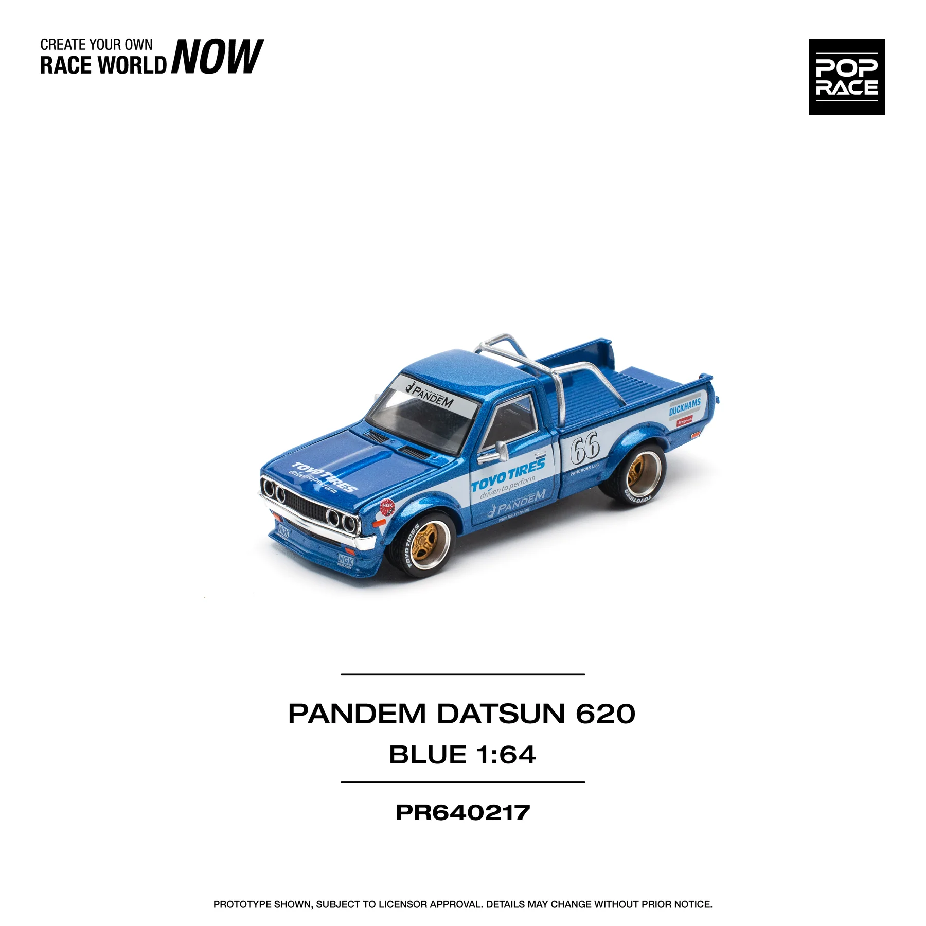 POPRACE 1:64 PR640217 PANDEM DATSUN 620 BLUE