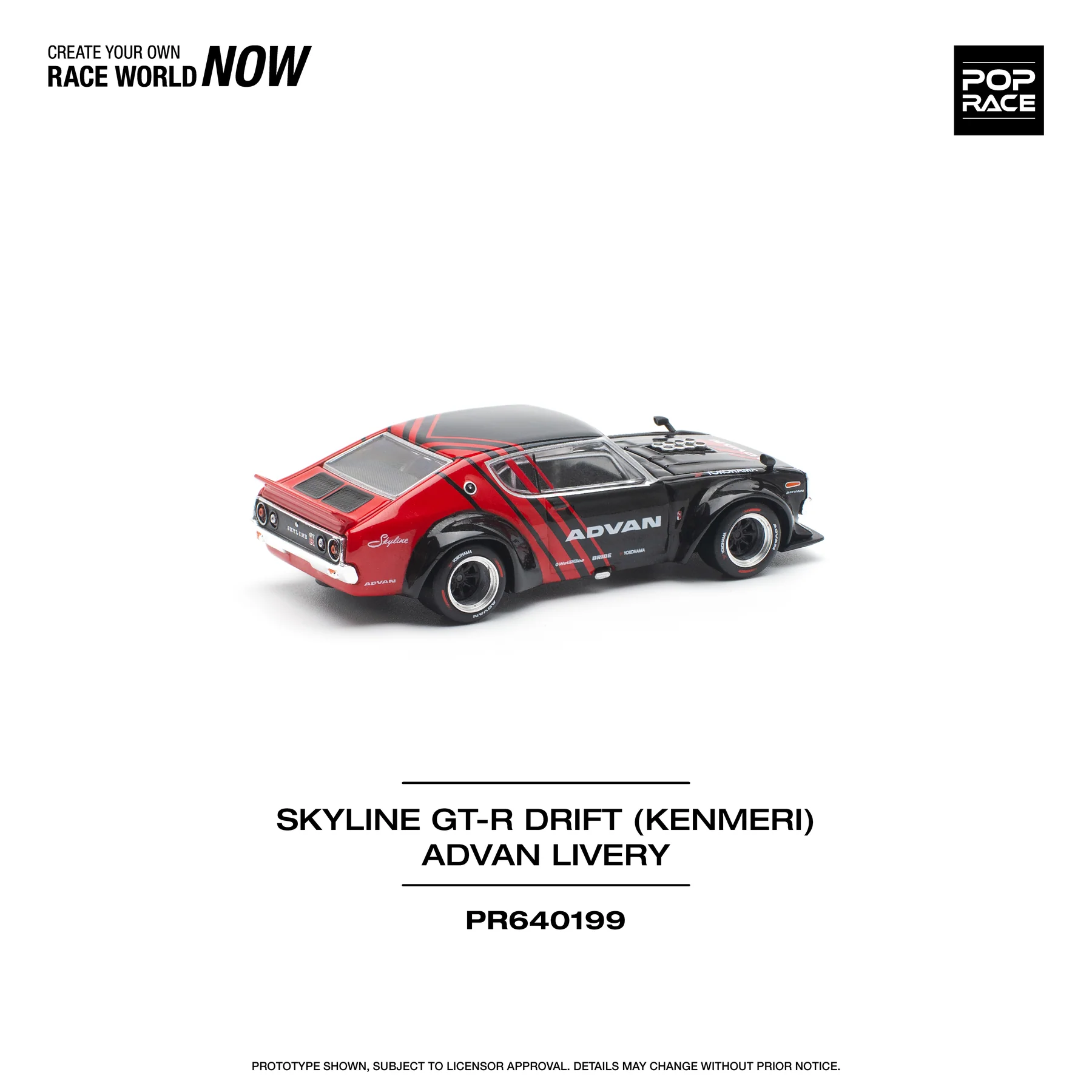 POPRACE 1:64 PR640199 SKYLINE GT-R DRIFT (KENMERI) - ADVAN LIVERY - Image 5