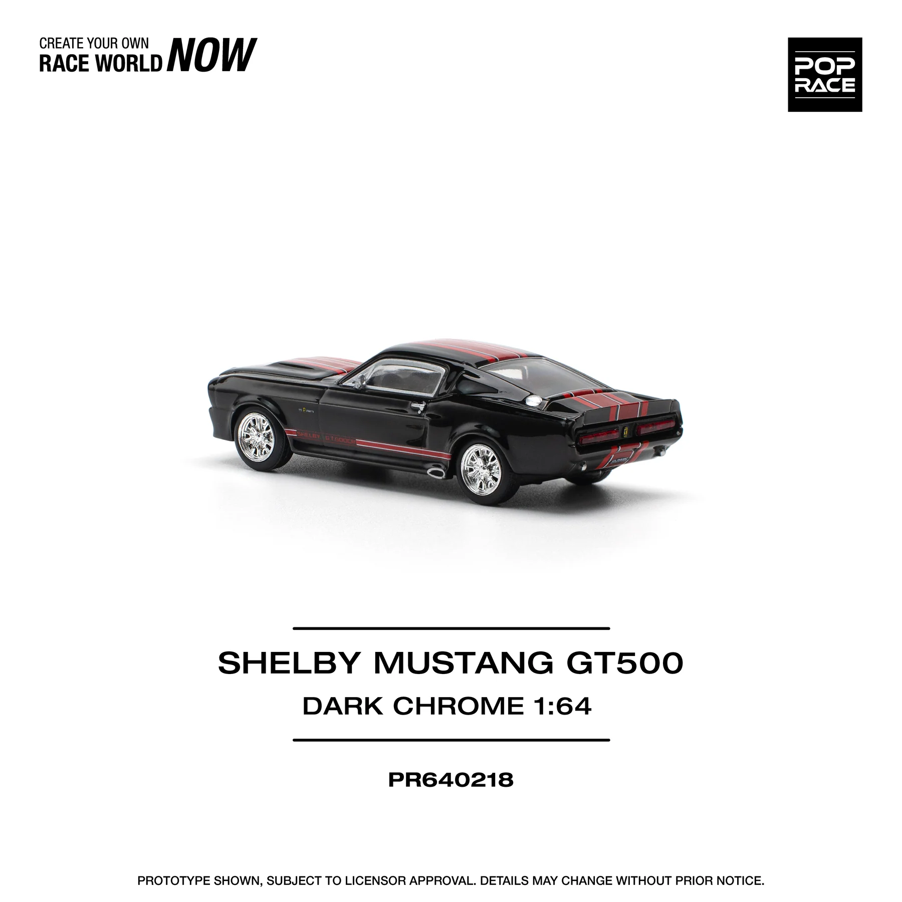 POPRACE 1:64 PR640218 SHELBY MUSTANG GT500 DARK CHROME - Image 7
