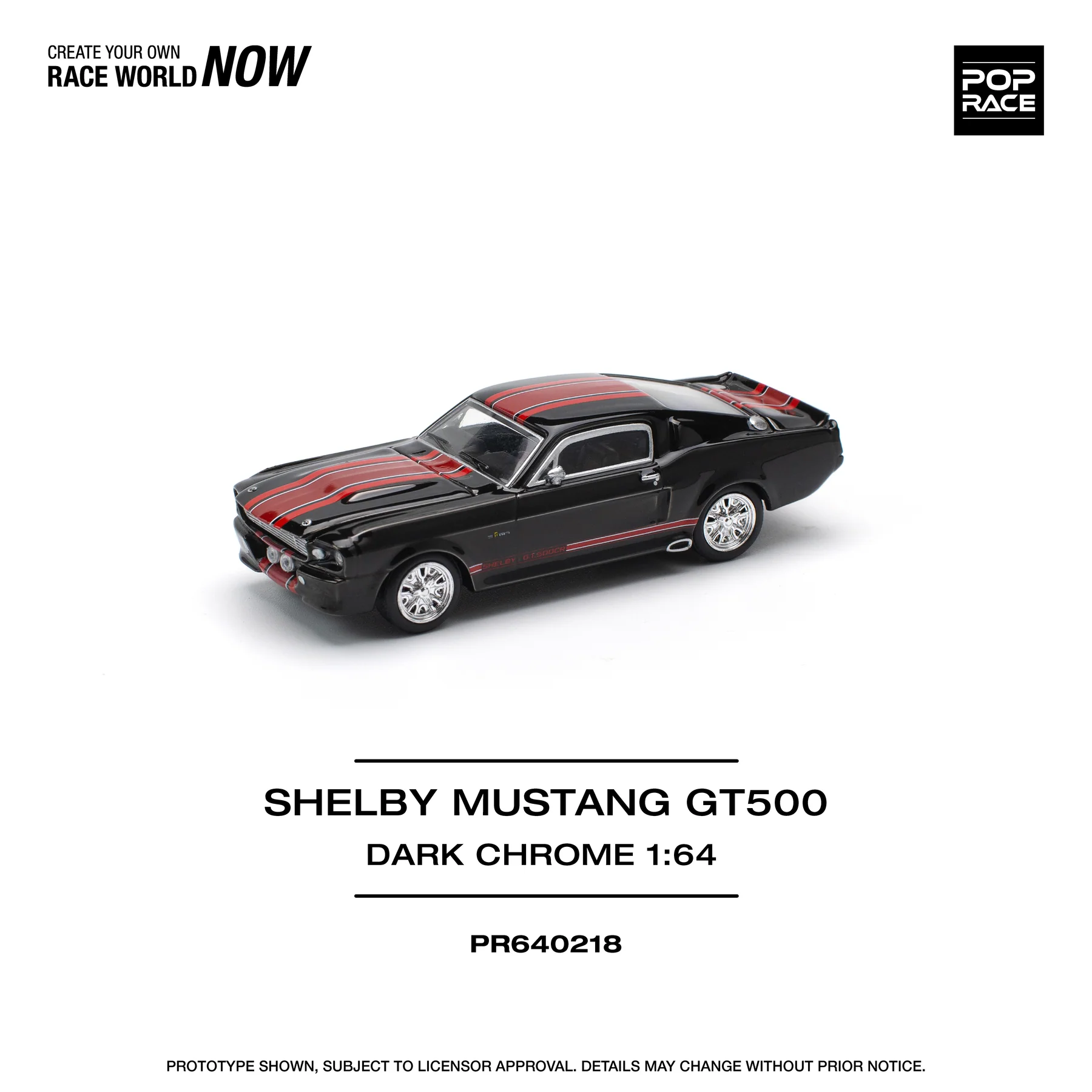 POPRACE 1:64 PR640218 SHELBY MUSTANG GT500 DARK CHROME - Image 4