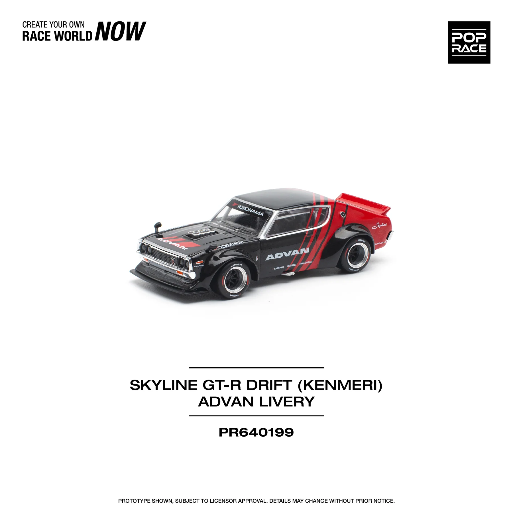 POPRACE 1:64 PR640199 SKYLINE GT-R DRIFT (KENMERI) - ADVAN LIVERY