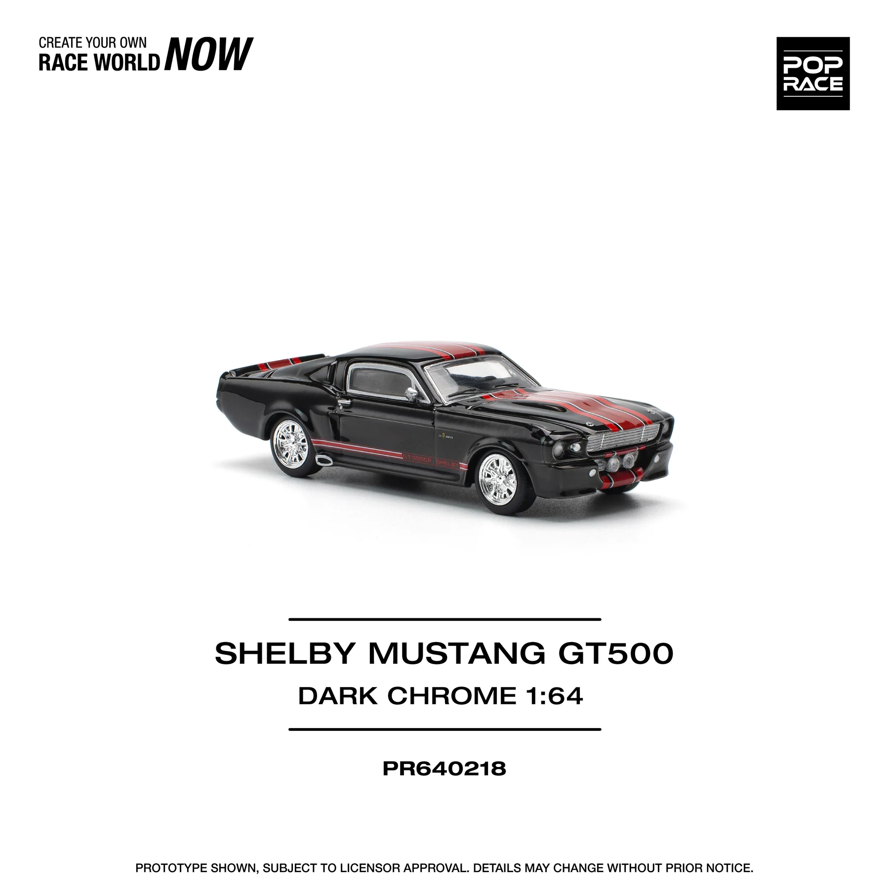 POPRACE 1:64 PR640218 SHELBY MUSTANG GT500 DARK CHROME - Image 2