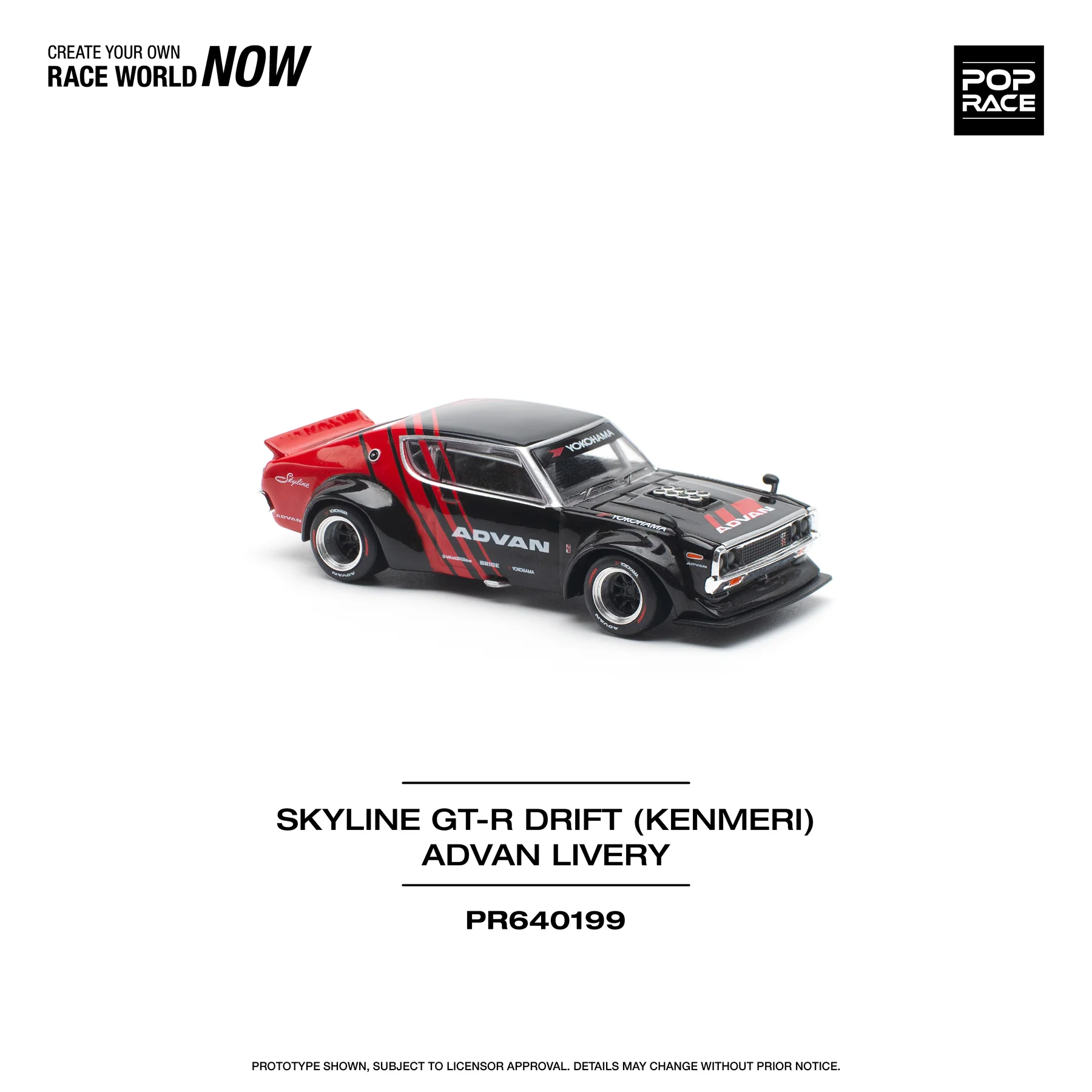 POPRACE 1:64 PR640199 SKYLINE GT-R DRIFT (KENMERI) - ADVAN LIVERY - Image 3