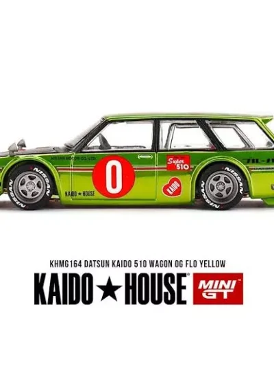 Kaido House X MINIGT KHMG164 Datsun KAIDO 510 Wagon OG Flo – Chrome Yellow